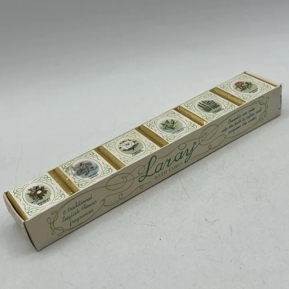 6 Vintage English Bath Cubes Perfumed Rose Lavender Gardenia Violet Muguet NEW